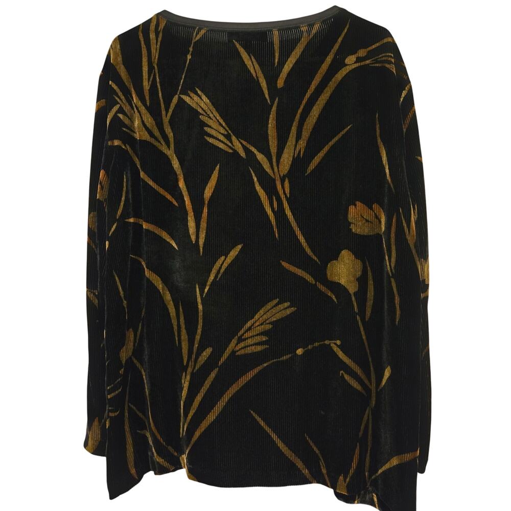 Lafayette 148 Black Viscose-Silk Flowy Relaxed Fit Velvet Floral Pattern Top - L - Picture 2 of 10